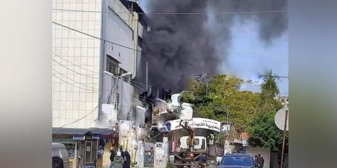 حريق في ساحة الاتصالات بطرطوس